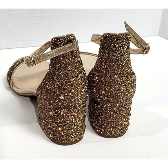 Blue by Betsey Johnson Mari Gold Glitter Block Heel Sandals Size 7M - Picture 2 of 11